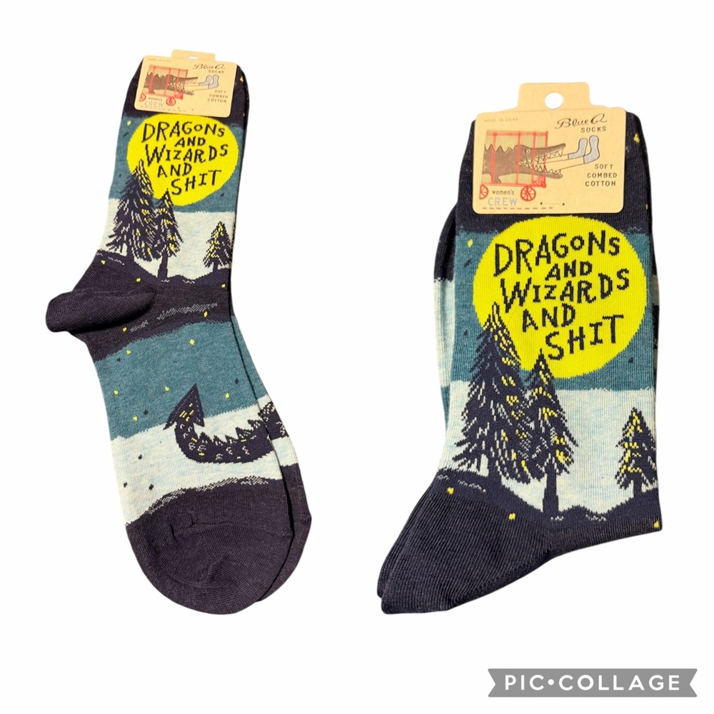 Blue Q Women's Crew Socks - Navy, Yellow, Light Blue, White